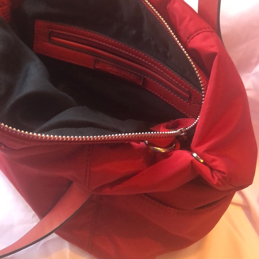 Zara Basic Collection Cherry Red Nylon Purse - image 6